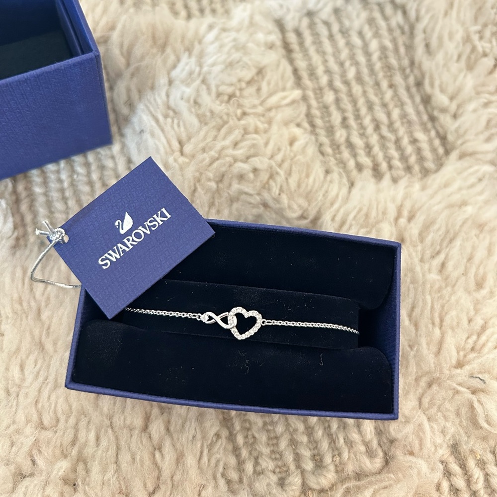 SWAROVSKI
Silver-Tone Crystal Heart & Infinity Symbol Slider Bracelet NWT